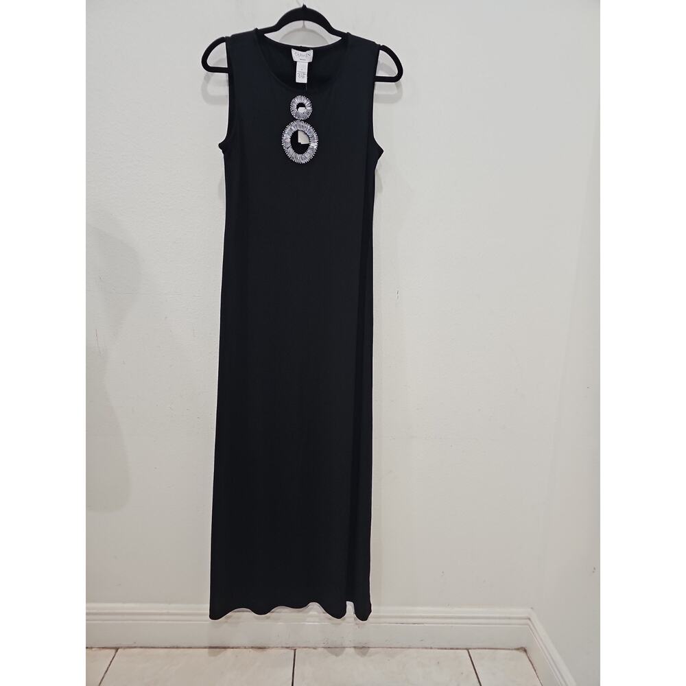 Carmen Marc Valvo Dress Size M Black Solid Sheath Below Knee Sleeveless New - Picture 7 of 13